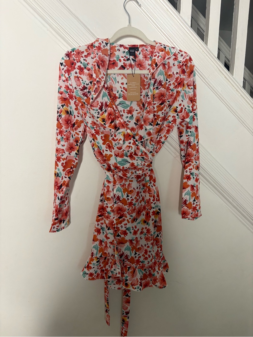 Floral Wrap Dress - Pink & Coral Print